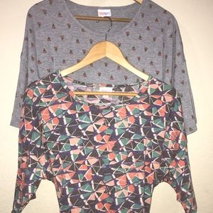 Lot of 2 New LuLaRoe Irma Tops Size MED 036